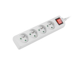 Lanberg Regleta con 4 tomas PL, interruptor y cable de 1.5m, blanca