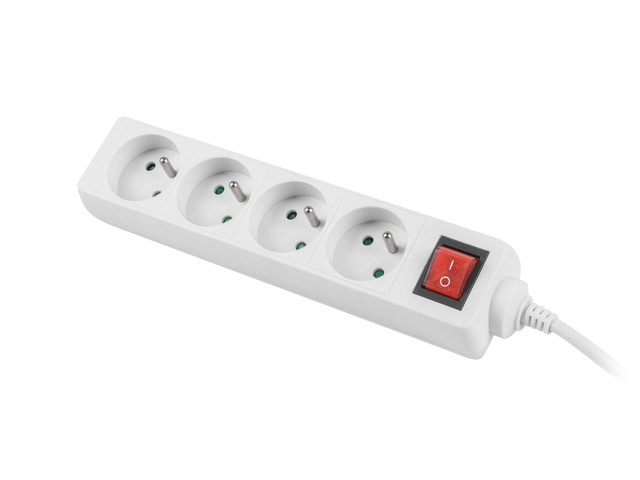 Lanberg Regleta con 4 tomas PL, interruptor y cable de 1.5m, blanca