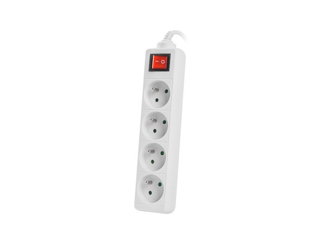 Lanberg Regleta con 4 tomas PL, interruptor y cable de 1.5m, blanca