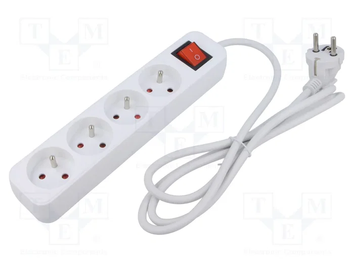 Lanberg Regleta con 4 tomas PL, interruptor y cable de 1.5m, blanca