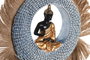 DKD Home Decor Figura de Buda en Resina y Yute, Pack de 2