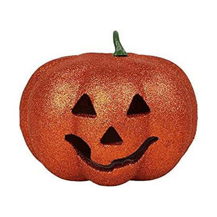 Calabaza Decorativa con Luz Interior para Halloween 17 cm Naranja y Oro