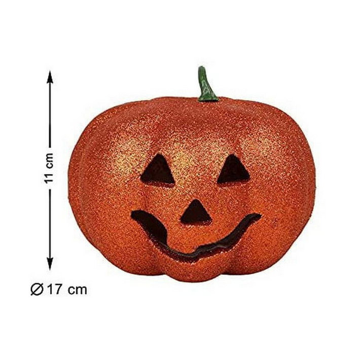 Calabaza Decorativa con Luz Interior para Halloween 17 cm Naranja y Oro