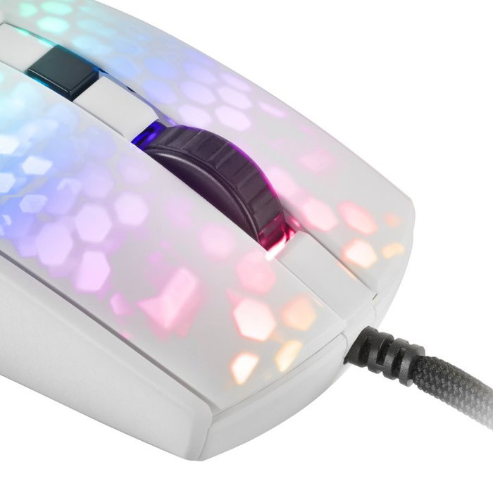 Mars Gaming MMR Ratón Gaming RGB Translúcido Blanco - Ultraligero 58g, Sensor Óptico A825PRO 12800 DPI, 6 Botones Programables, Cable Feather Paracord, para PC