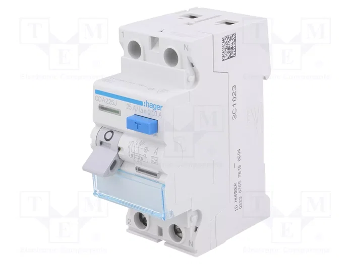 HAGER Interruptor diferencial 25A 30mA 1+N HAGER Interruptor diferencial 25A 30mA 1+N
