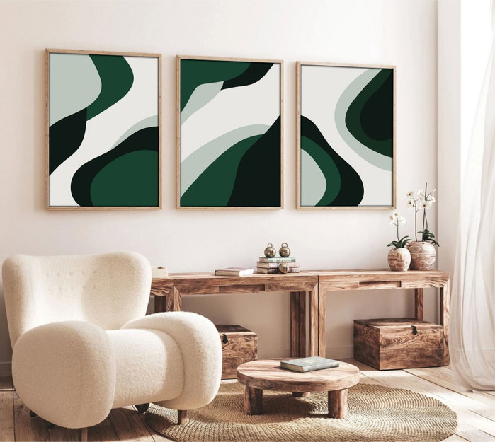 Wallity Cuadro Decorativo Enmarcado en MDF y Madera Maciza 50 x 70 cm (3 Piezas)