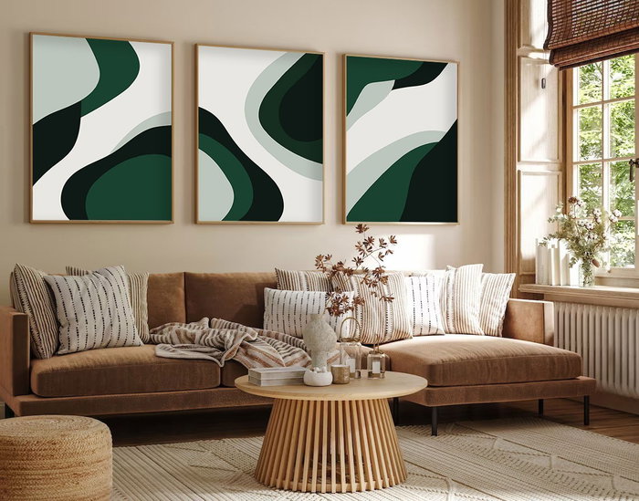Wallity Cuadro Decorativo Enmarcado en MDF y Madera Maciza 50 x 70 cm (3 Piezas)
