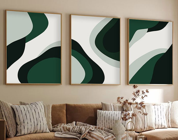 Wallity Cuadro Decorativo Enmarcado en MDF y Madera Maciza 50 x 70 cm (3 Piezas)