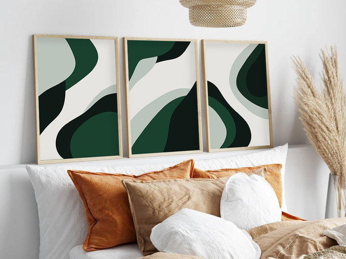 Wallity Cuadro Decorativo Enmarcado en MDF y Madera Maciza 50 x 70 cm (3 Piezas)
