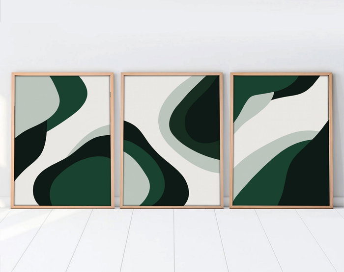 Wallity Cuadro Decorativo Enmarcado en MDF y Madera Maciza 50 x 70 cm (3 Piezas)