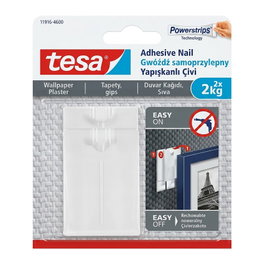 Tesa Ganchos Universales con Tira Adhesiva para Yeso, 2 Unidades