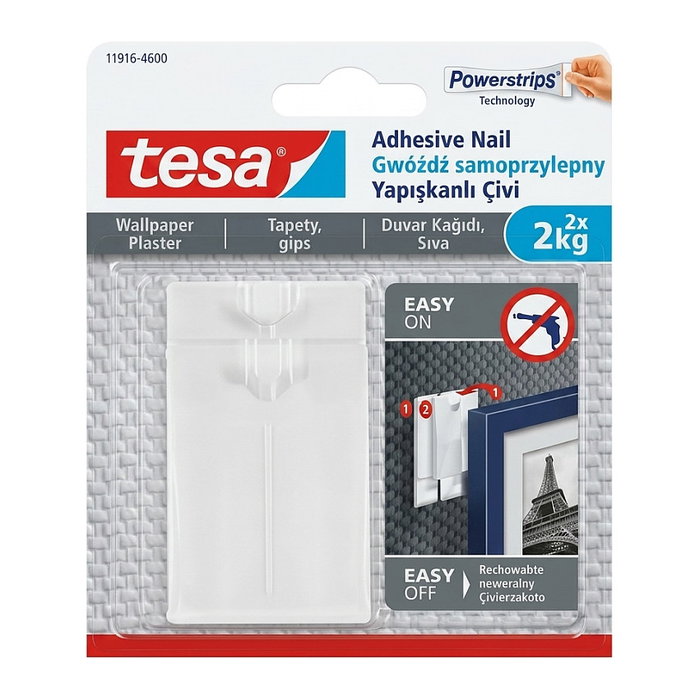 Tesa Ganchos Universales con Tira Adhesiva para Yeso, 2 Unidades Tesa Ganchos Universales con Tira Adhesiva para Yeso, 2 Unidades
