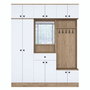 Hanah Home EA108 - 2428 Mueble Recibidor Blanco y Nogal Aglomerado Melamina 179.4 x 226.4 x 37.5 cm con Almacenamiento Estantes y Fijación Pared