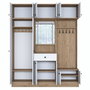 Hanah Home EA108 - 2428 Mueble Recibidor Blanco y Nogal Aglomerado Melamina 179.4 x 226.4 x 37.5 cm con Almacenamiento Estantes y Fijación Pared