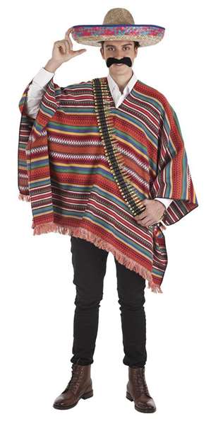 Creaciones Llopis Disfraz Adulto Mexicano Talla L con Poncho, Bigote y Sombrero
