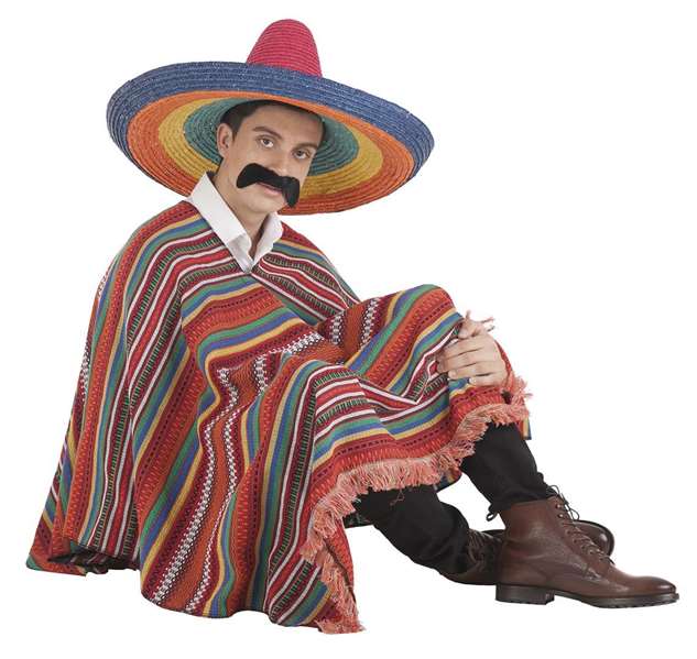 Creaciones Llopis Disfraz Adulto Mexicano Talla L con Poncho, Bigote y Sombrero