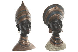 DKD Home Decor Figuras de Resina Africana Surtido de 2 Piezas