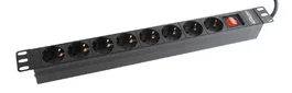 Gembird Regleta para Rack PDU EG-PDU-012, 8 Salidas Schuko, 1U, Negro