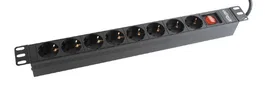 EnerGenie EG-PDU-012 Unidad de Distribución de Energía (PDU) Rack 1U, 8 Tomas Schuko, 16A, 3680W, Cable 2m, Negro