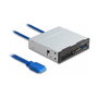 DeLOCK Lector de tarjetas SuperSpeed USB 3.5 pulg. 6 ranuras + USB Tipo-A Negro, Gris