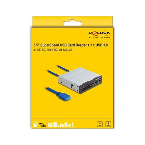 DeLOCK Lector de tarjetas SuperSpeed USB 3.5 pulg. 6 ranuras + USB Tipo-A Negro, Gris DeLOCK Lector de tarjetas SuperSpeed USB 3.5 pulg. 6 ranuras + USB Tipo-A Negro, Gris