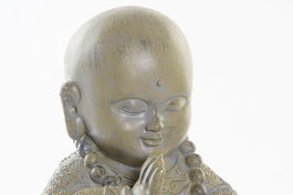 DKD Home Decor Figura Oriental Gris Claro Resina Monje 13 x 20 x 15 cm (2 Unidades)