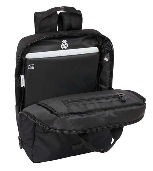 Safta Mochila para Portátil 13,3''+USB Real Madrid Premium 29x39x11 cm