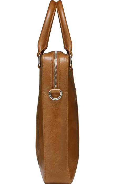 Dbramante1928 Nordborg Maletín para Portátil 15" (38,1 cm) Bronceado - Cuero de Grano Entero con Tirante para Hombro, Compartimentos y Resistente al Polvo/Rayones