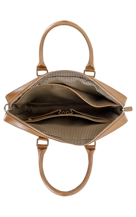 Dbramante1928 Nordborg Maletín para Portátil 15" (38,1 cm) Bronceado - Cuero de Grano Entero con Tirante para Hombro, Compartimentos y Resistente al Polvo/Rayones