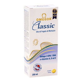 Omegor Classic Aceite Hígado de Bacalao 250ml | Omega 3, EPA, DHA, Vitamina A y D | Suplemento para Corazón, Cerebro y Visión