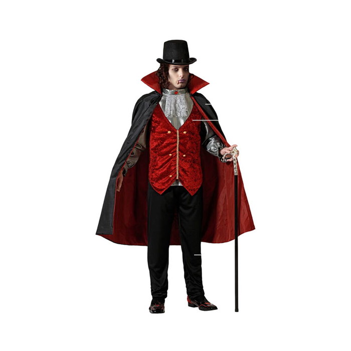 Disfraz de Vampiro Clásico con Capa Roja y Chaleco XXL