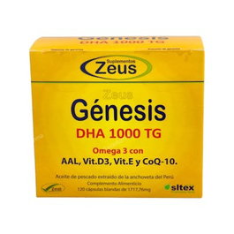 Zeus Omega 3 1000 TG DHA 120 Cápsulas para Visión, Cerebro y Cardiovascular