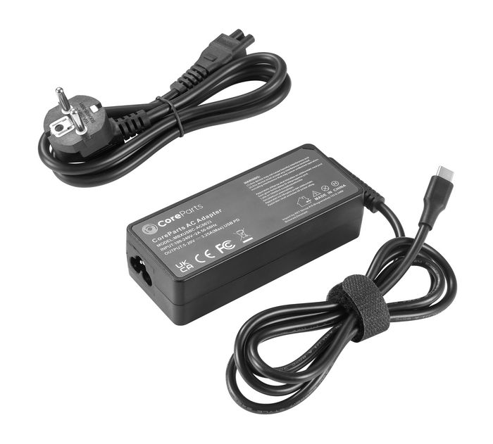 CoreParts Adaptador de corriente USB-C 65W PD3.0 con cable EU, 5V/3A, 9V/3A, 12V/3A, 15V/3A, 20V/3.25A CoreParts Adaptador de corriente USB-C 65W PD3.0 con cable EU, 5V/3A, 9V/3A, 12V/3A, 15V/3A, 20V/3.25A