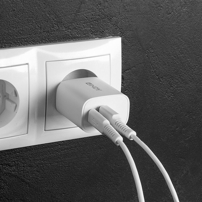 Lindy 73413 Cargador USB Tipo A y C 20W Blanco Lindy 73413 Cargador USB Tipo A y C 20W Blanco