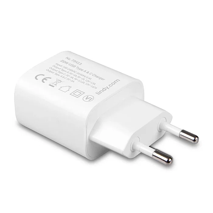 Lindy 73413 Cargador USB Tipo A y C 20W Blanco Lindy 73413 Cargador USB Tipo A y C 20W Blanco