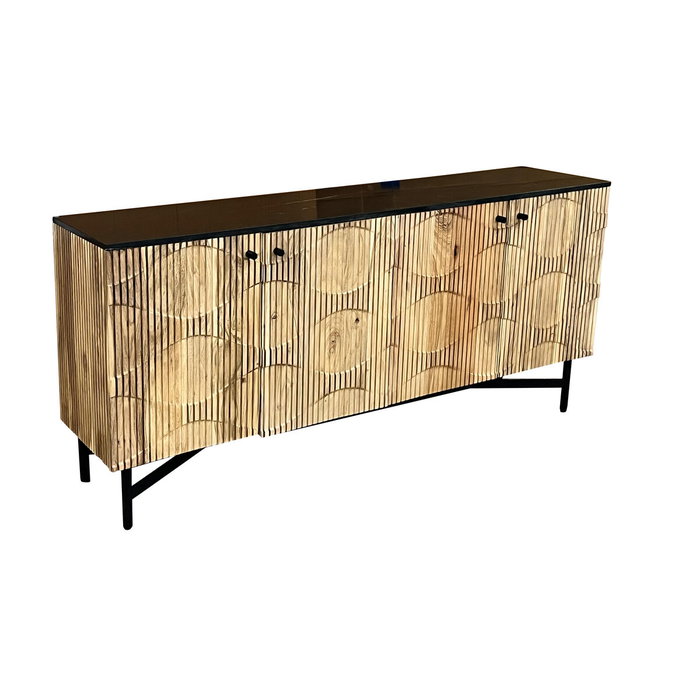DKD Home Decor Buffet de Acacia y Mármol Negro