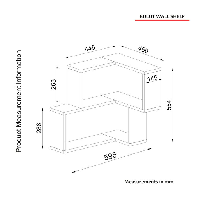 Hanah Home Estantería de Pared Escandinava Blanca de Tablero de Partículas Melaminado 45x55.4x14.5 cm