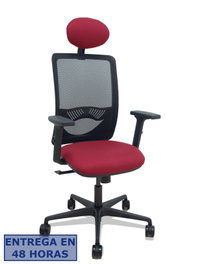 Piqueras Y Crespo Silla Zulema con Mecanismo Sincro, Malla Negra y Asiento Granate