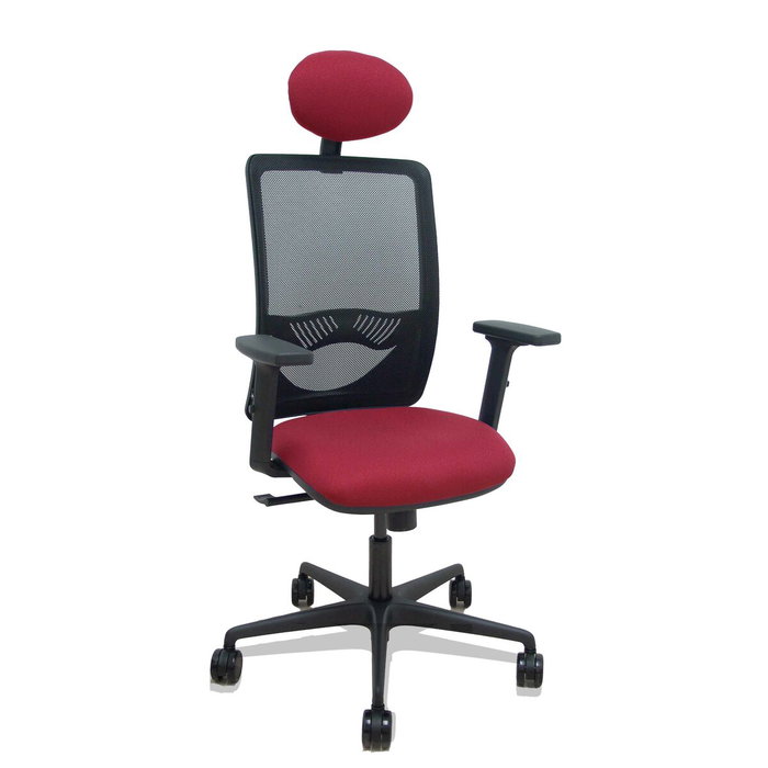Piqueras Y Crespo Silla Zulema con Mecanismo Sincro, Malla Negra y Asiento Granate Piqueras Y Crespo Silla Zulema con Mecanismo Sincro, Malla Negra y Asiento Granate