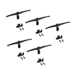 Emuca Lote de soportes para 5 estantes de cristal para la estructura Zero, cristales no incluidos, Zamak, Pintado color negro texturizado