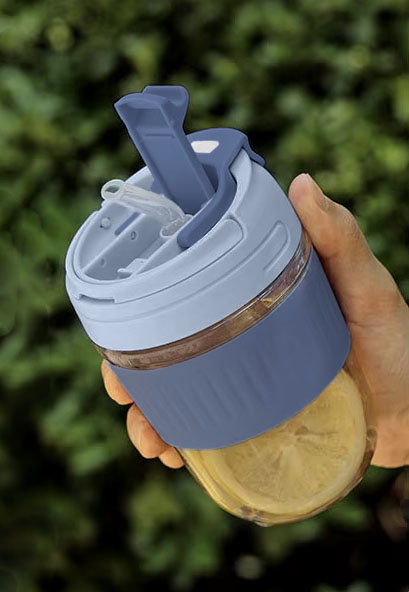Bewinner Travel Mug Vidrio/Silicona 380 ml 8.5 x 8.5 x 13 cm (24 Unidades)
