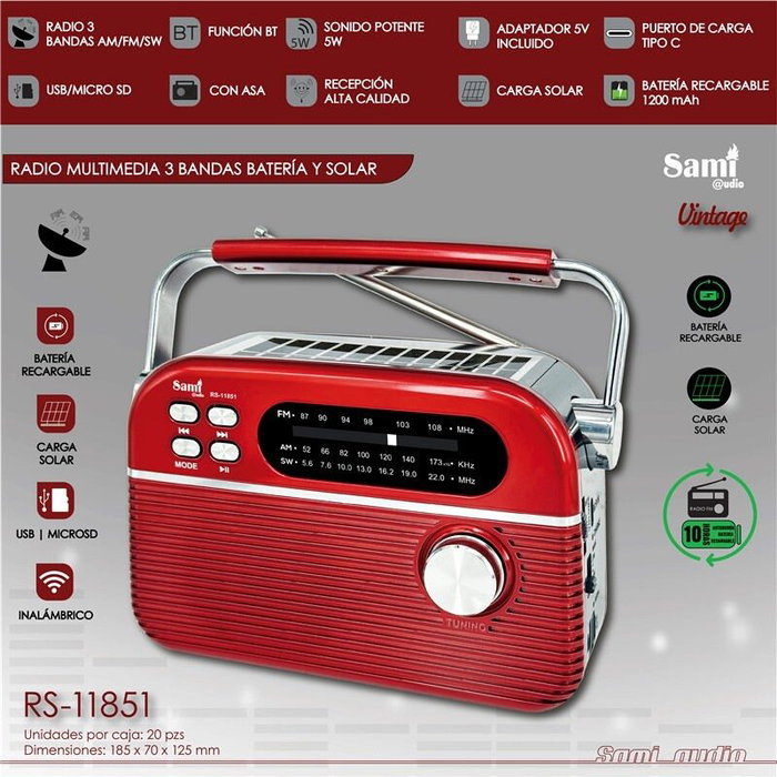 SAMI Radio Sami Vintage 3 bandas solar/batería multimed