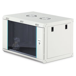 Digitus Dynamic-N Serie - Bastidor de Pared Rack 7U - 600x450 mm (Ancho x Fondo) - Con Puertas de Cristal y Acero, Rieles, Bloqueo, 60 kg de Carga, Gris Claro