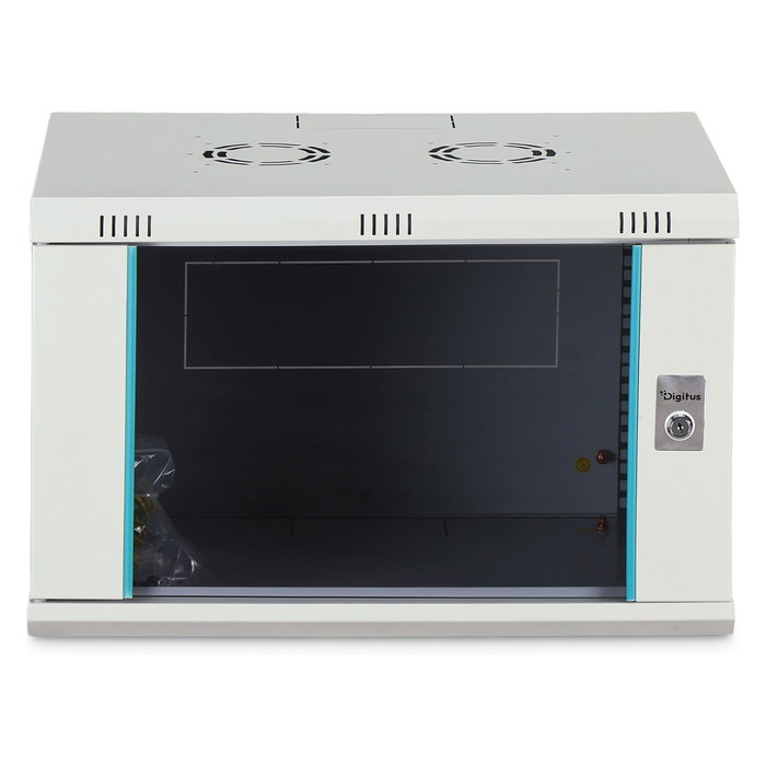 Digitus Dynamic-N Serie - Bastidor de Pared Rack 7U - 600x450 mm (Ancho x Fondo) - Con Puertas de Cristal y Acero, Rieles, Bloqueo, 60 kg de Carga, Gris Claro