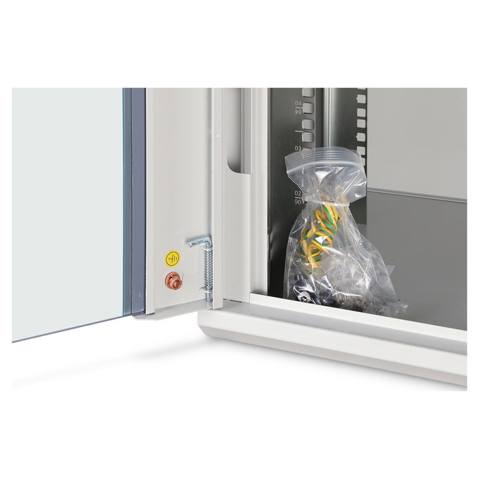 Digitus Dynamic-N Serie - Bastidor de Pared Rack 7U - 600x450 mm (Ancho x Fondo) - Con Puertas de Cristal y Acero, Rieles, Bloqueo, 60 kg de Carga, Gris Claro