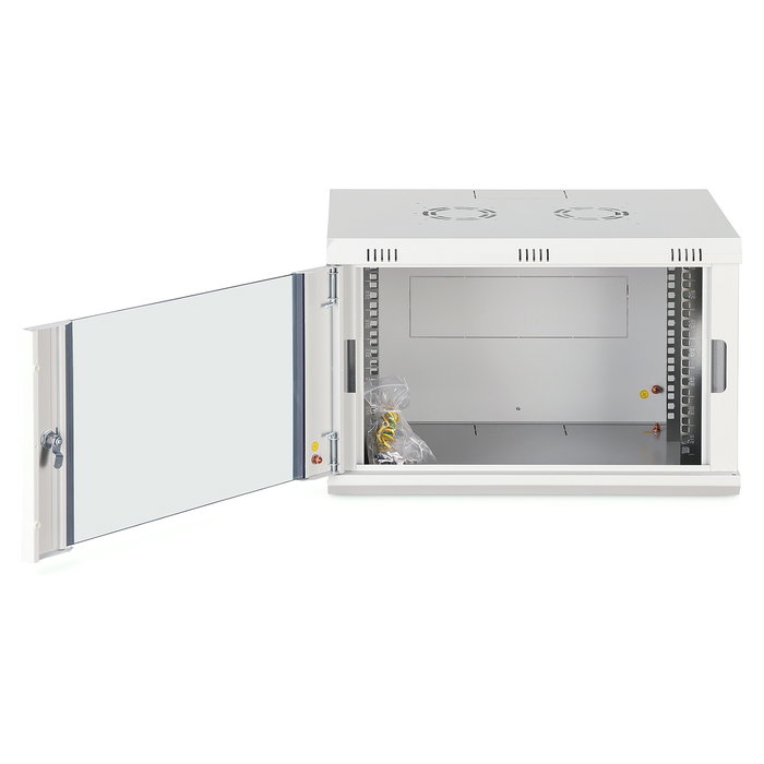Digitus Dynamic-N Serie - Bastidor de Pared Rack 7U - 600x450 mm (Ancho x Fondo) - Con Puertas de Cristal y Acero, Rieles, Bloqueo, 60 kg de Carga, Gris Claro