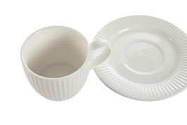 DKD Home Decor Taza Set con Plato Porcelana Blanco Urban 15.5 x 7.7 x 15.5 cm (6 Unidades)
