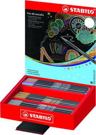 Rotulador Fibra Stabilo Pen 68 Metallic Expositor De 60 (15X Dorado, 15X Plata, 5X Cobre, 5X Azul Metalico, 5X Verde Metalico, 5X Lila Metalico, 5X Rosa Metalico, 5X Verde Claro Metalico )