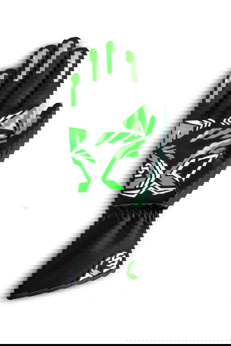 Sparco S00255612VFNR Guantes de Karting Rush 2020 para Niños Talla 12 Verde-Negro con Palma de Silicona, Diseño Precurvado y Muñeca Elástica.