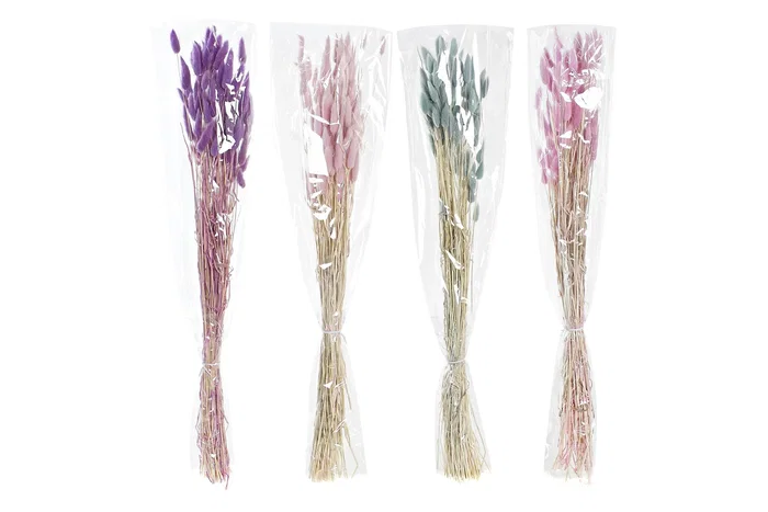 DKD Home Decor Ramo de Flores Secas Cola Conejo Surtido de 4 Colores